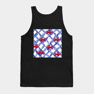 Gold fish and blue lattice Tank Top